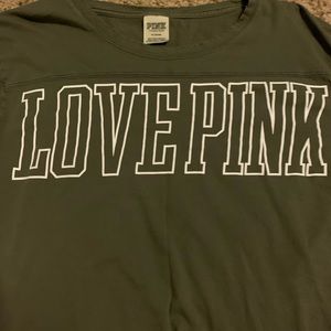 PINK brand cropped tshirt long sleeve olive green